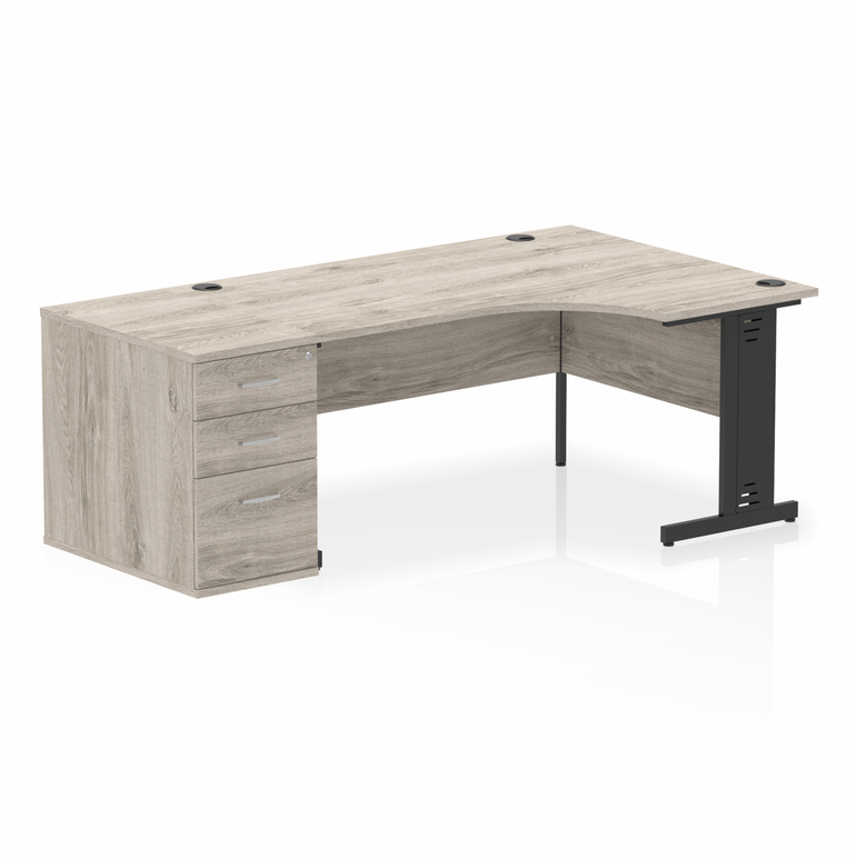 Impulse 1600mm Cable Managed Right Crescent Desk Workstation