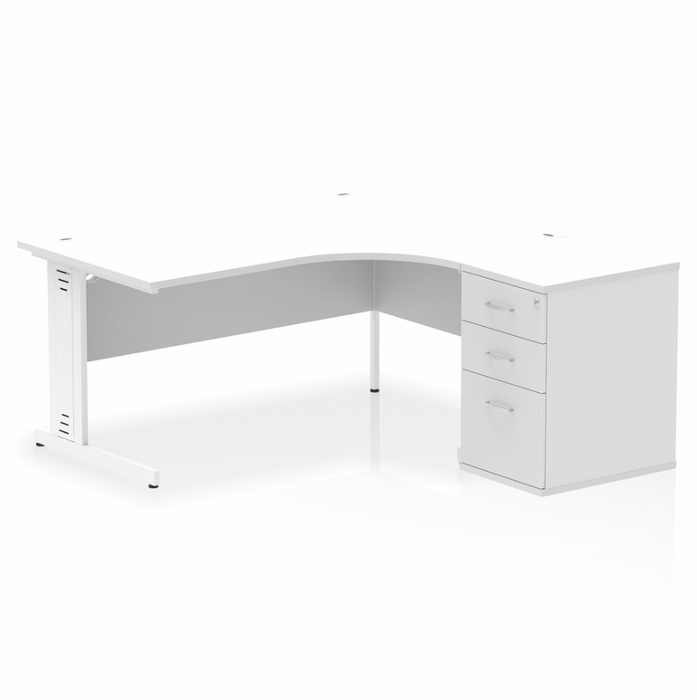 Impulse 1600mm Cable Managed Right Crescent Desk Workstation
