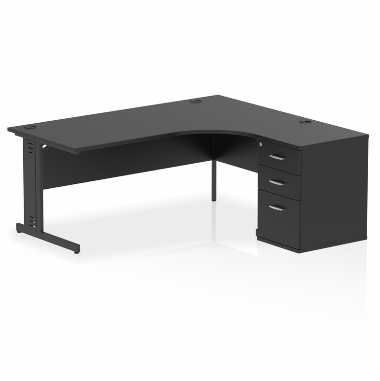 Impulse 1800mm Cable Managed Right Crescent Desk Workstation