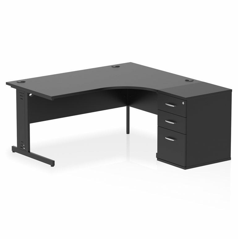 Impulse 1600mm Cable Managed Right Crescent Desk Workstation