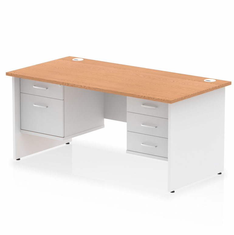 Impulse 1600mm Panel End Straight Desk With Two Fixed Pedestal