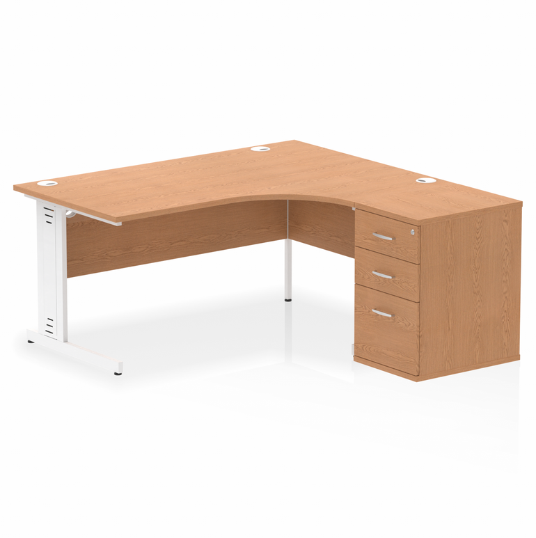 Impulse 1600mm Cable Managed Right Crescent Desk Workstation