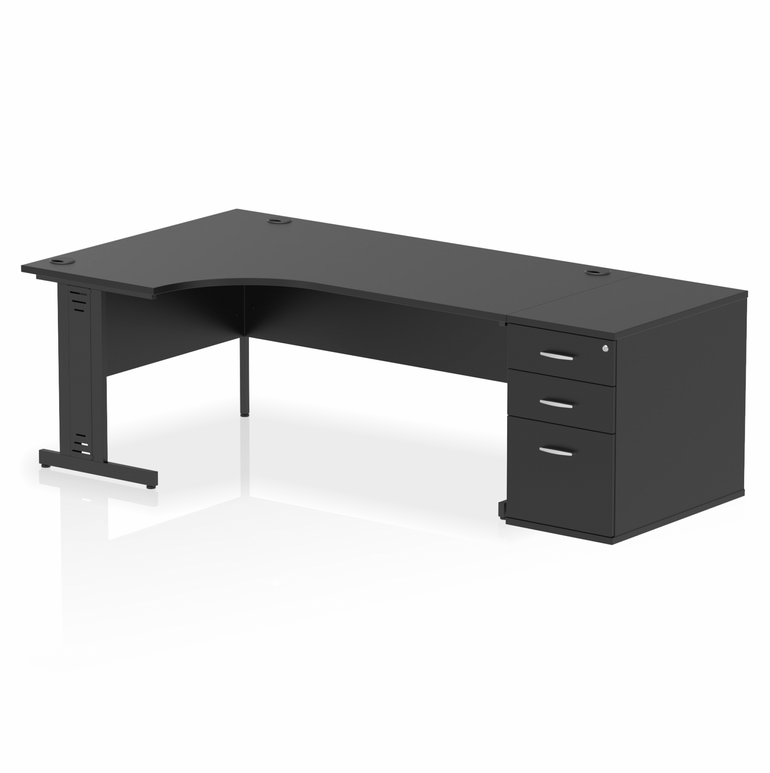 Impulse 1800mm Cable Managed Left Crescent Desk Workstation