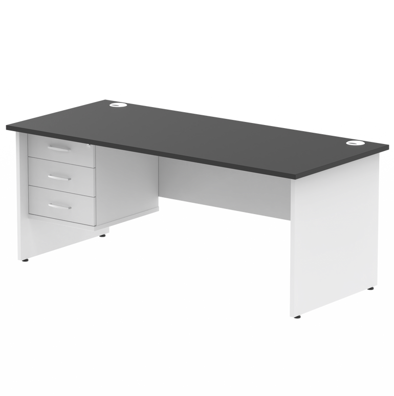 Impulse 1800mm Panel End Straigh Desk With Single Fixed Pedestal