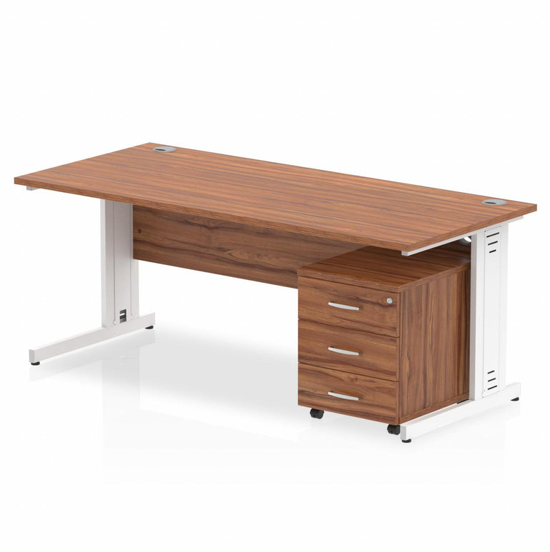 Impulse 1800mm Cable Managed Straight Desk With Mobile Pedestal
