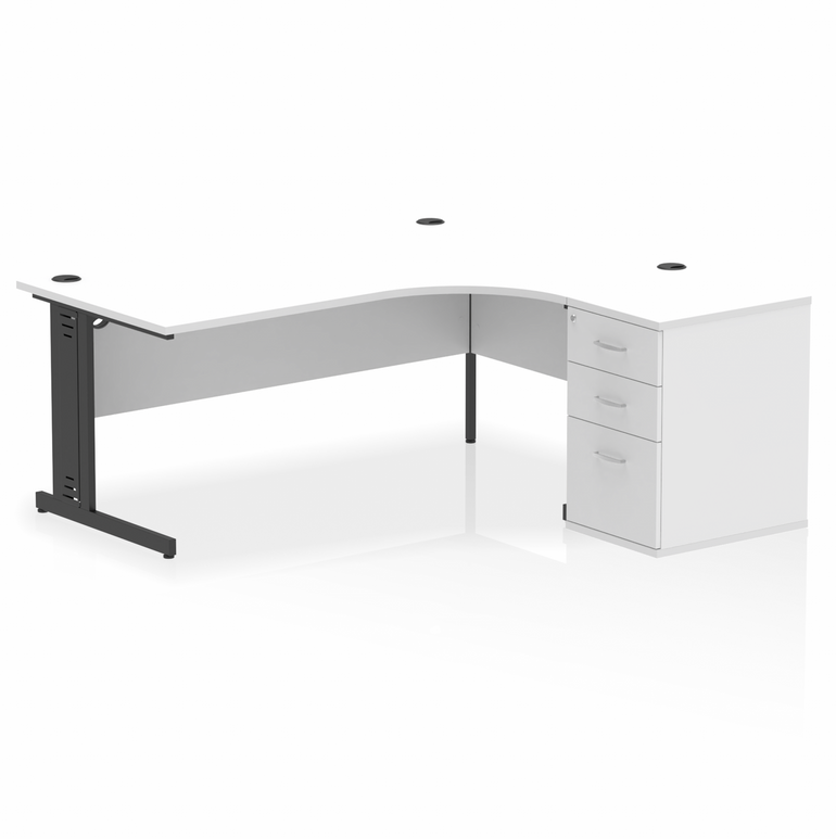 Impulse 1800mm Cable Managed Right Crescent Desk Workstation