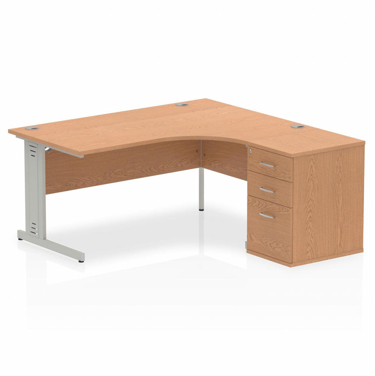 Impulse 1600mm Cable Managed Right Crescent Desk Workstation