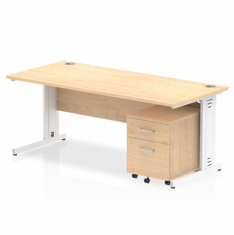 Impulse 1800mm Cable Managed Straight Desk With Mobile Pedestal