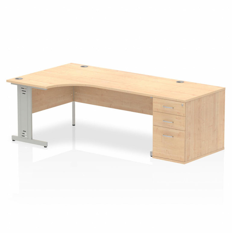 Impulse 1800mm Cable Managed Left Crescent Desk Workstation