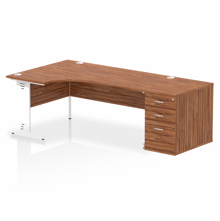 Impulse 1800mm Cable Managed Left Crescent Desk Workstation