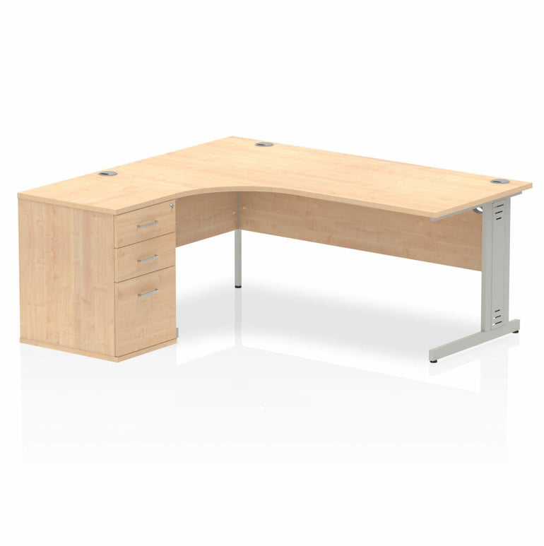 Impulse 1800mm Cable Managed Left Crescent Desk Workstation