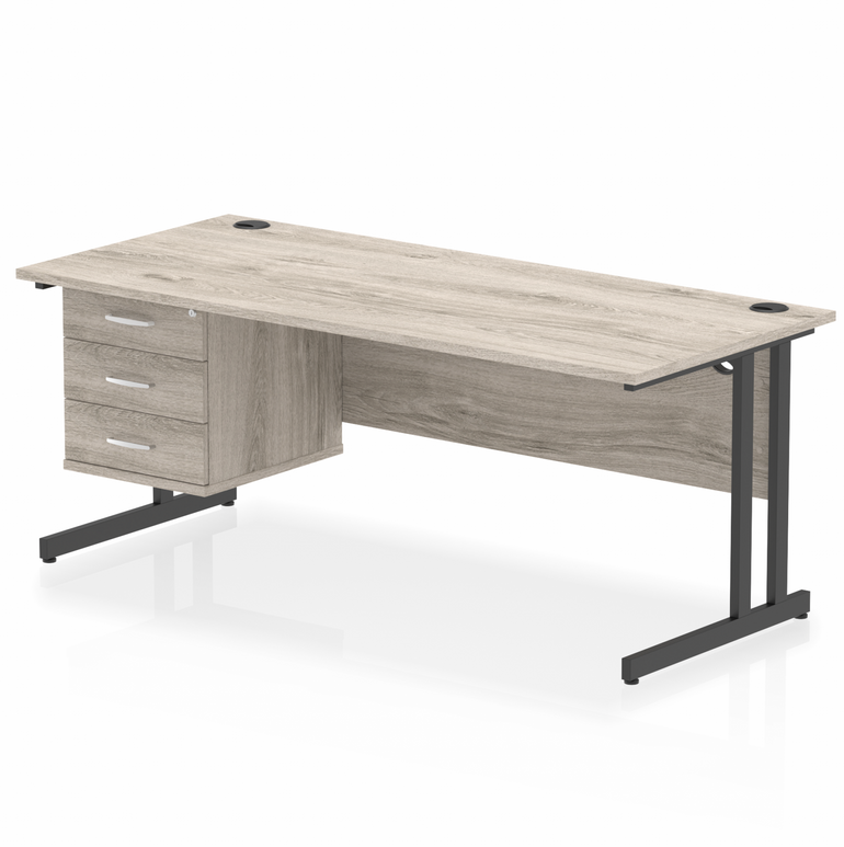 Impulse 1800mm Cantilever Straight Desk With Single Fixed Pedestal