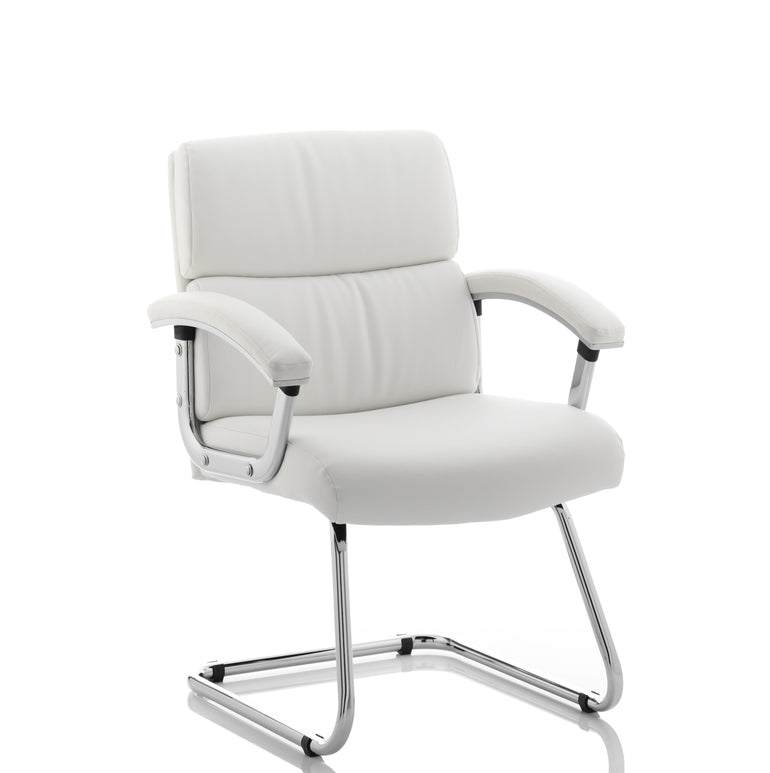 Desire Medium Back Leather Cantilever Visitor Chair with Arms
