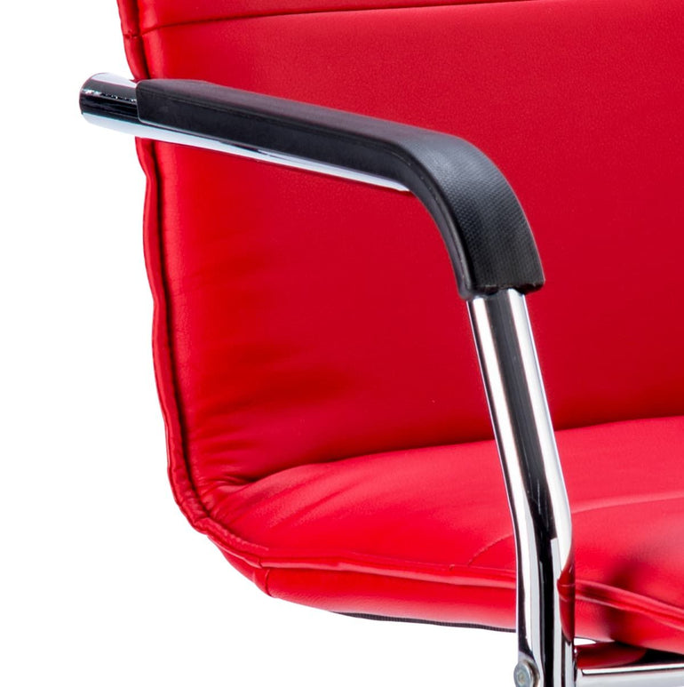 Echo Medium Back Leather Cantilever Visitor Chair with Arms