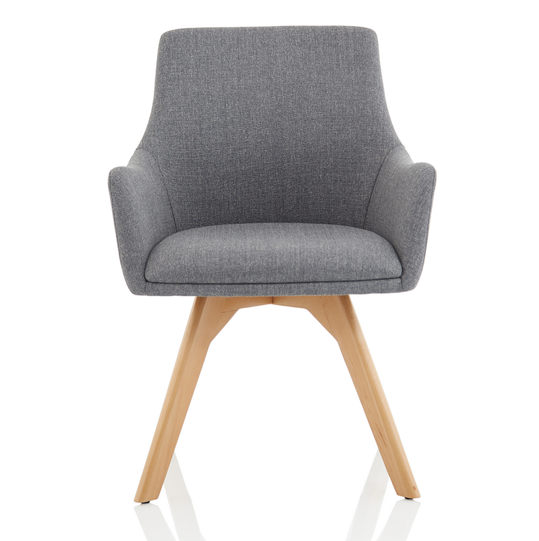 Carmen Grey Fabric Wooden Leg Visitor Chair
