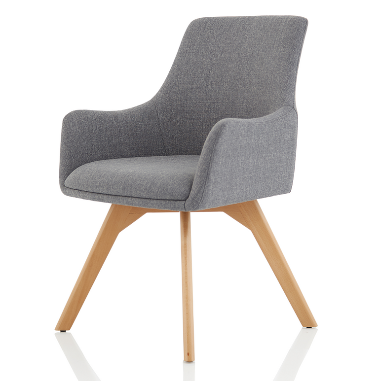 Carmen Grey Fabric Wooden Leg Visitor Chair