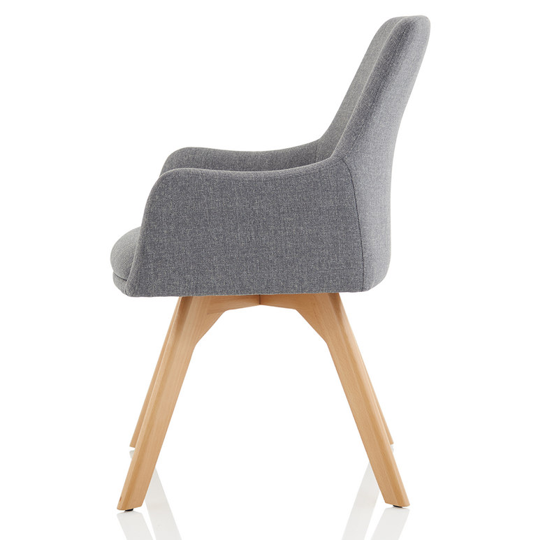 Carmen Grey Fabric Wooden Leg Visitor Chair