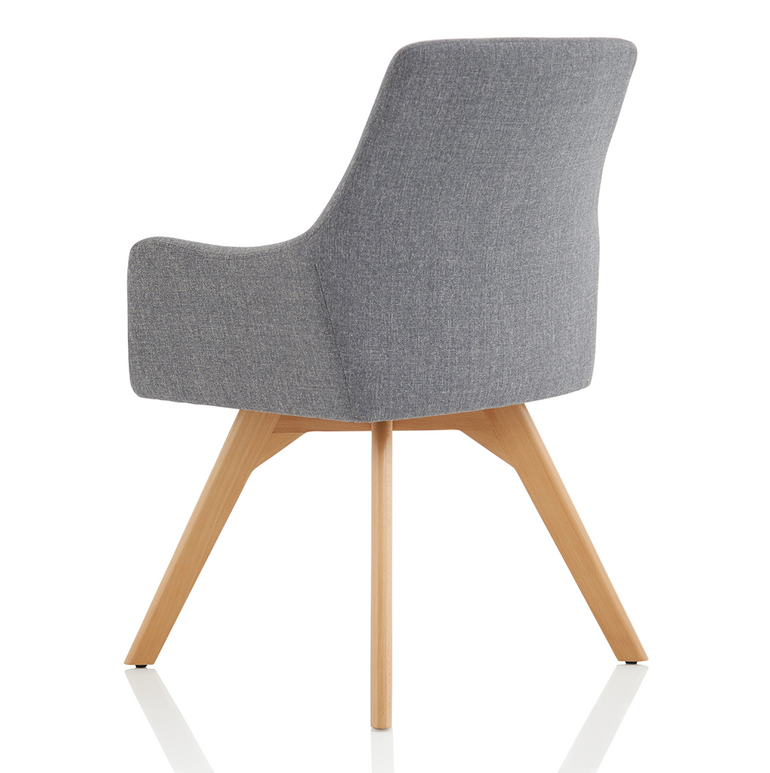 Carmen Grey Fabric Wooden Leg Visitor Chair