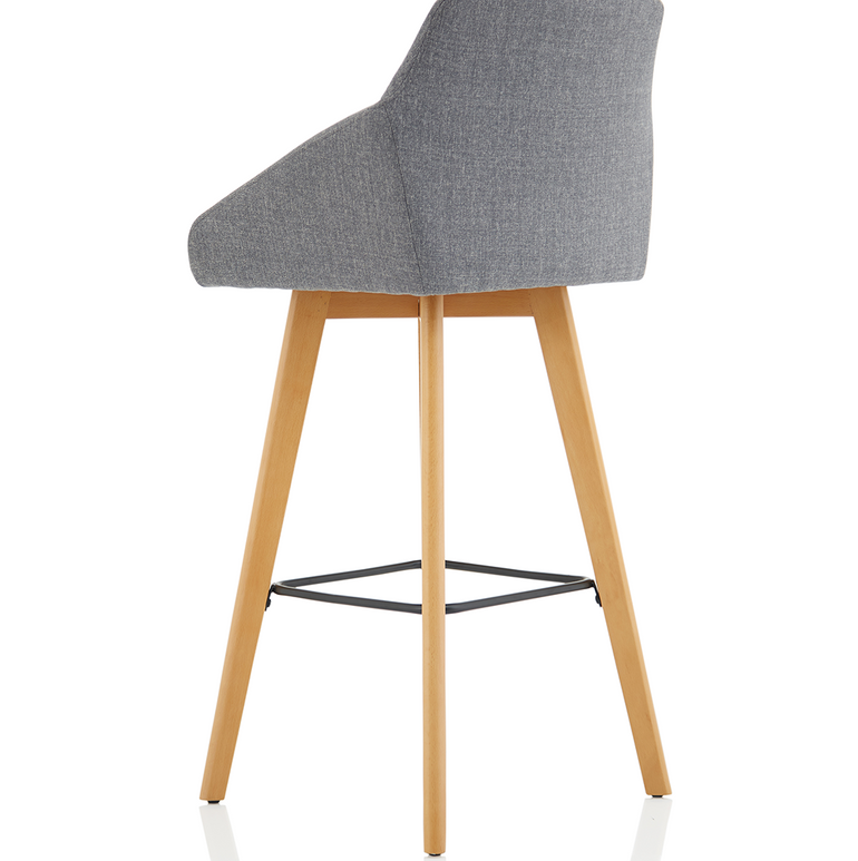 Carmen Grey Fabric Wooden Leg High Stool Chair