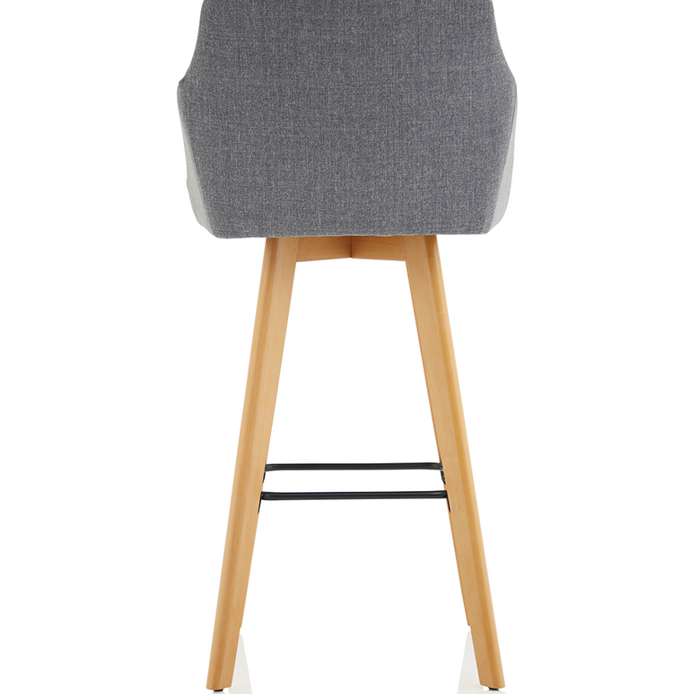 Carmen Grey Fabric Wooden Leg High Stool Chair
