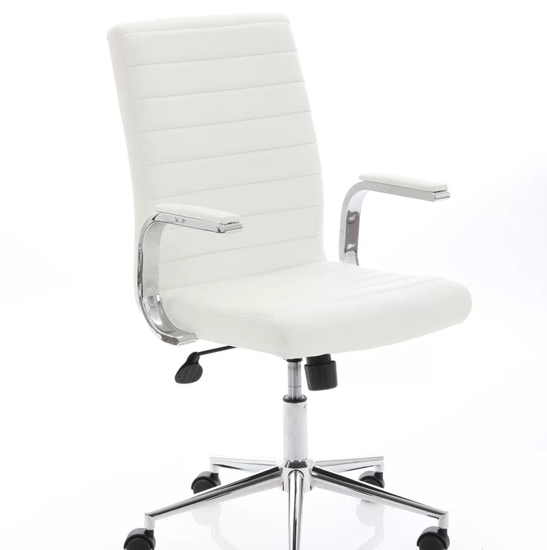 Impulse 1600mm Cantilever Straight Desk With Mobile Pedestal and Ezra White Executive Chair