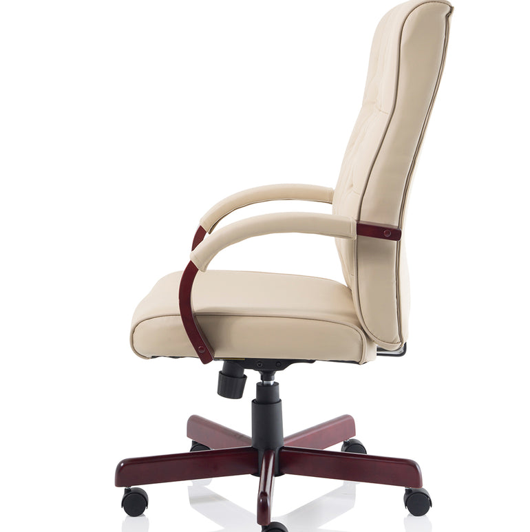 Chesterfield High Back Leather Executive Office Chair with Arms