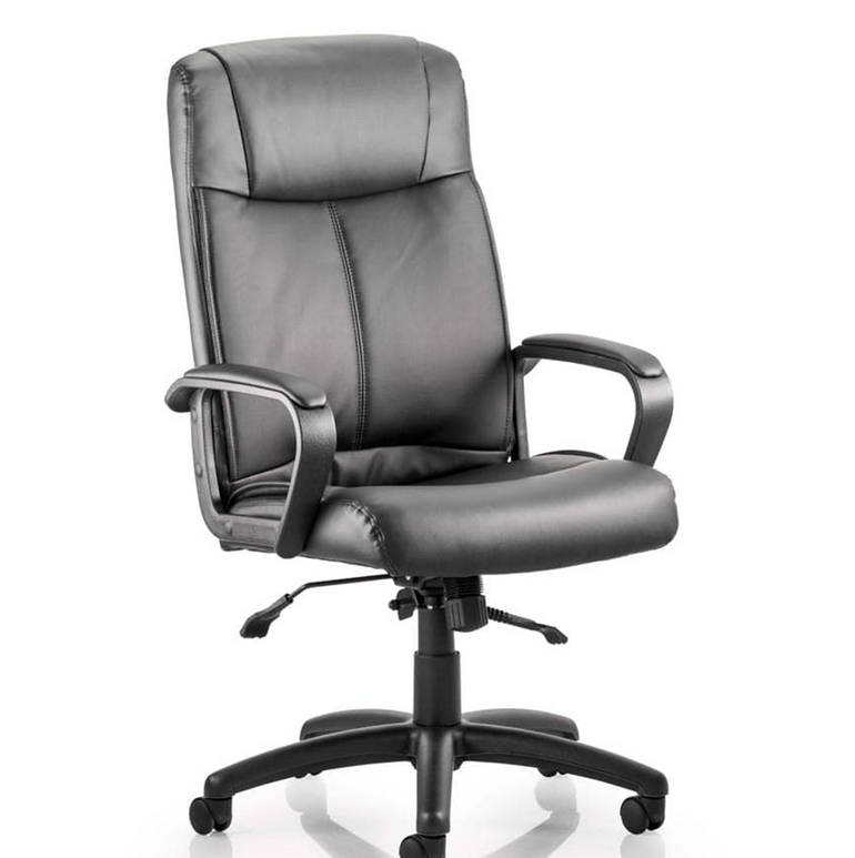 Plaza High Back Executive Black Leather Office Chair with Arms