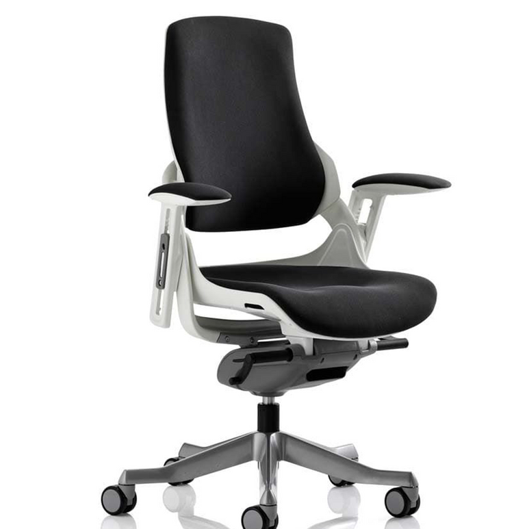 Zure High Back White Shell Fabric Executive Office Chair with Arms