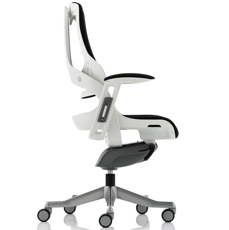 Zure High Back White Shell Fabric Executive Office Chair with Arms