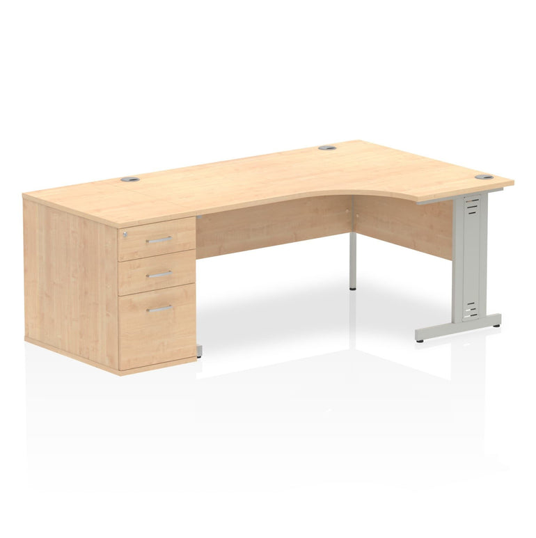 Impulse 1600mm Cable Managed Right Crescent Desk Workstation