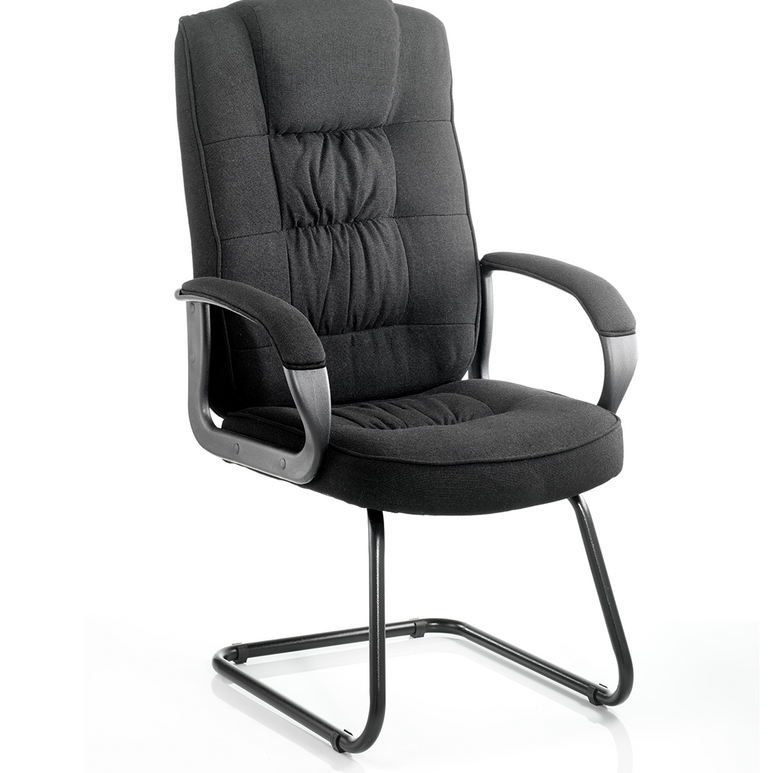 Moore Deluxe High Back Black Cantilever Visitor Chair with Arms