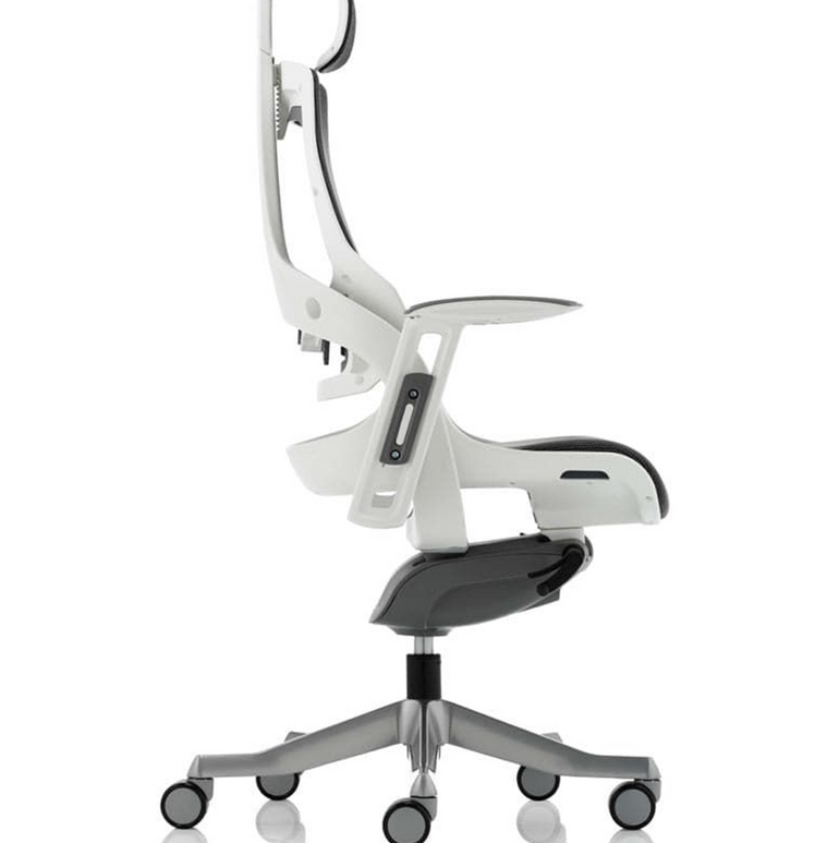 Zure High Back White Shell Fabric Executive Office Chair with Arms