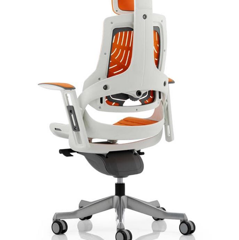 Zure High Back White Shell Elastomer Executive Office Chair with Arms
