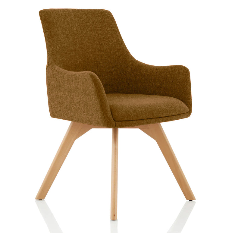 Carmen Grey Fabric Wooden Leg Visitor Chair