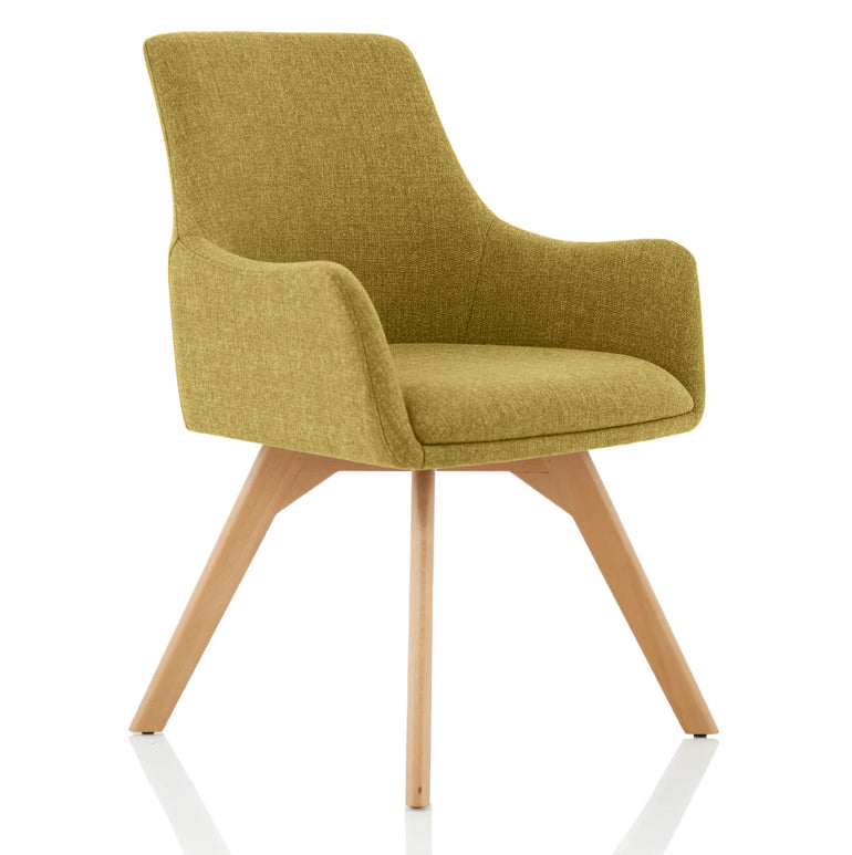 Carmen Grey Fabric Wooden Leg Visitor Chair