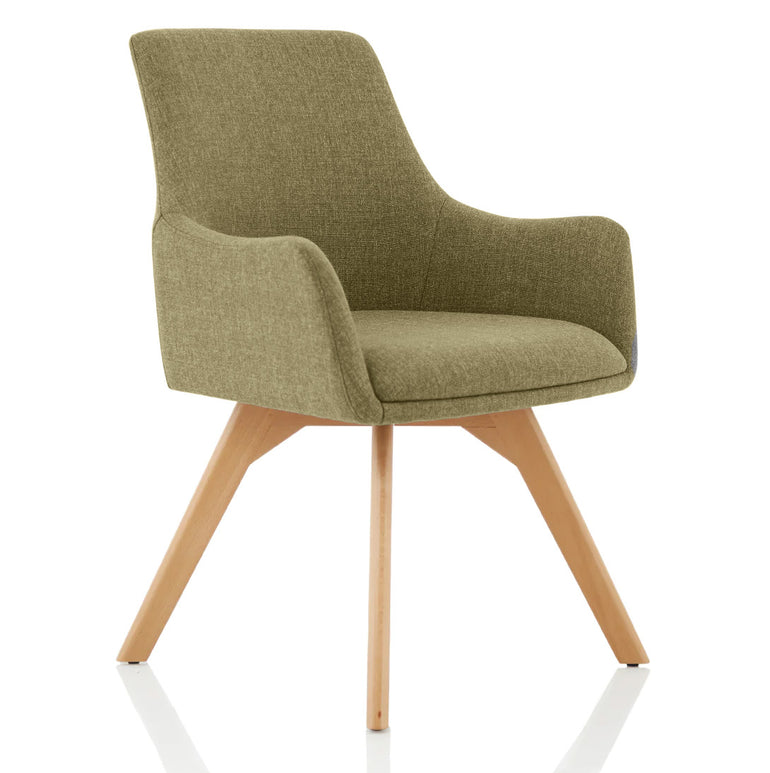 Carmen Grey Fabric Wooden Leg Visitor Chair