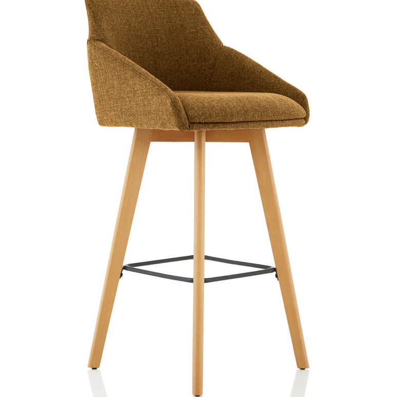Carmen Grey Fabric Wooden Leg High Stool Chair