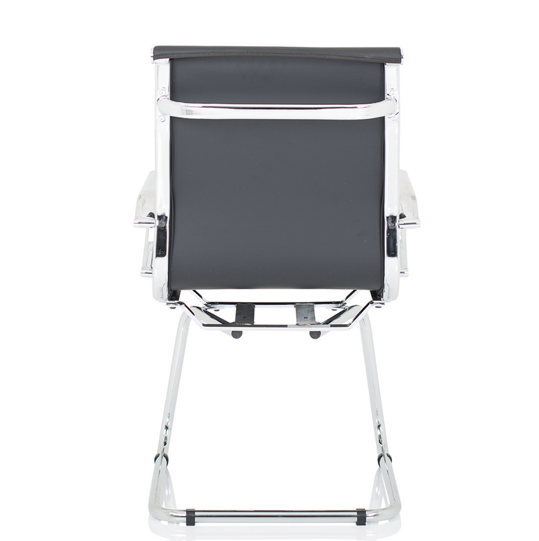 Nola Black Leather Cantilever Visitor Chair with Arms