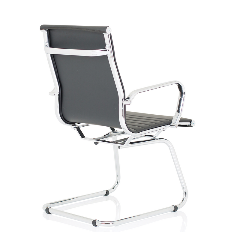 Nola Black Leather Cantilever Visitor Chair with Arms