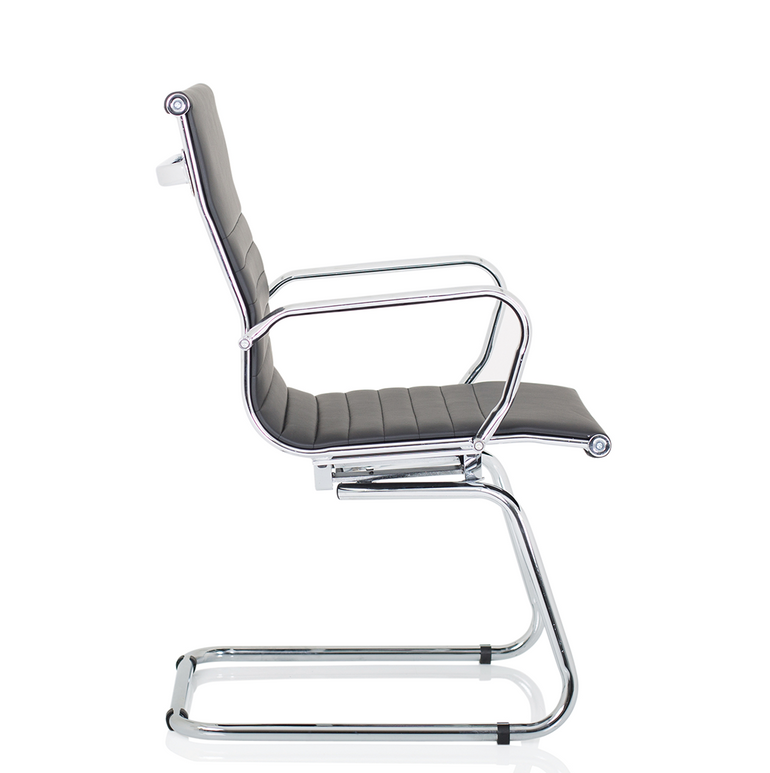 Nola Black Leather Cantilever Visitor Chair with Arms