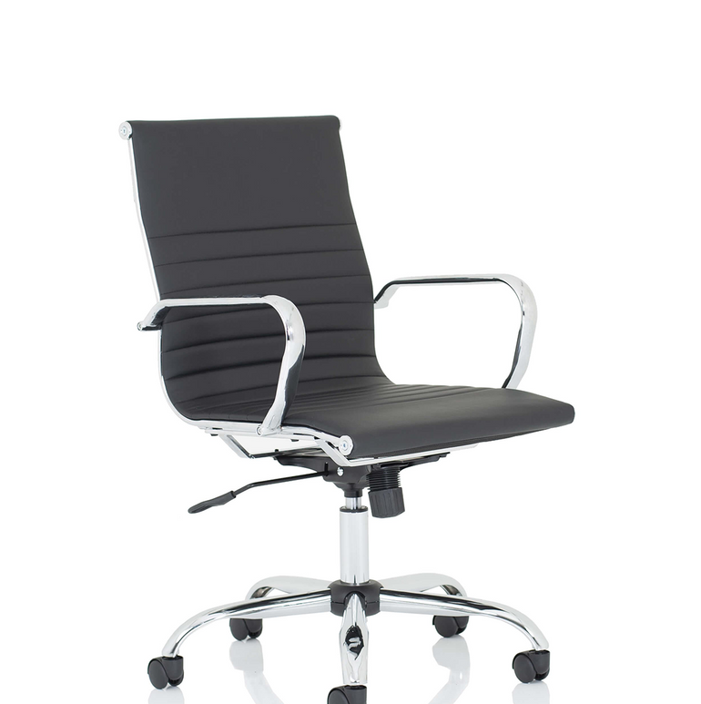 Nola Black Leather Executive Office Chair with Arms