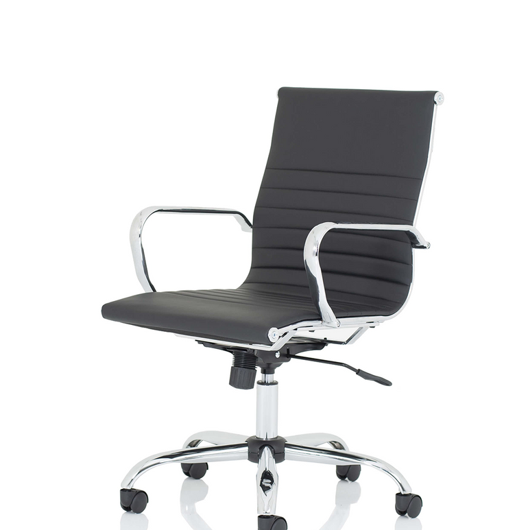 Nola Black Leather Executive Office Chair with Arms