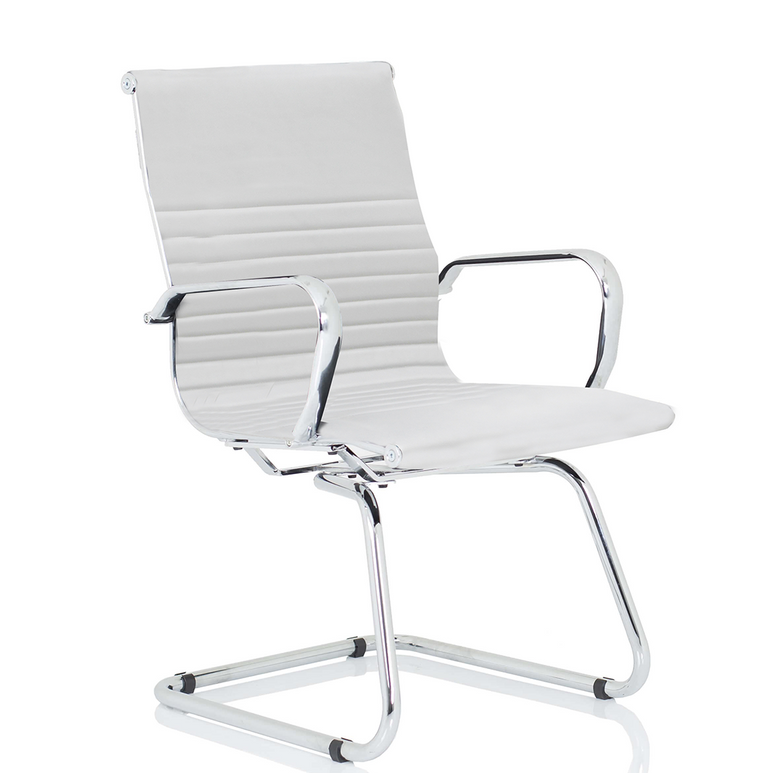 Nola Black Leather Cantilever Visitor Chair with Arms