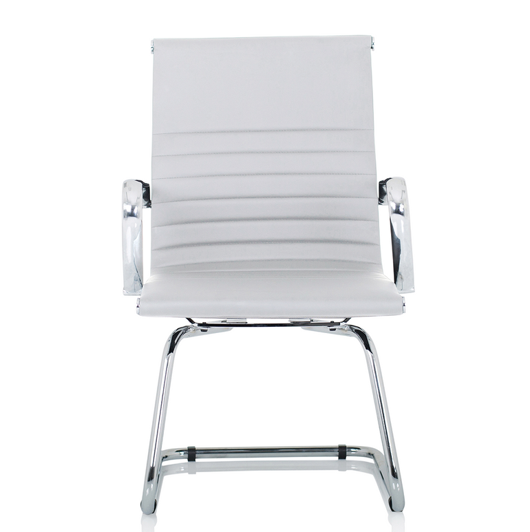Nola Black Leather Cantilever Visitor Chair with Arms
