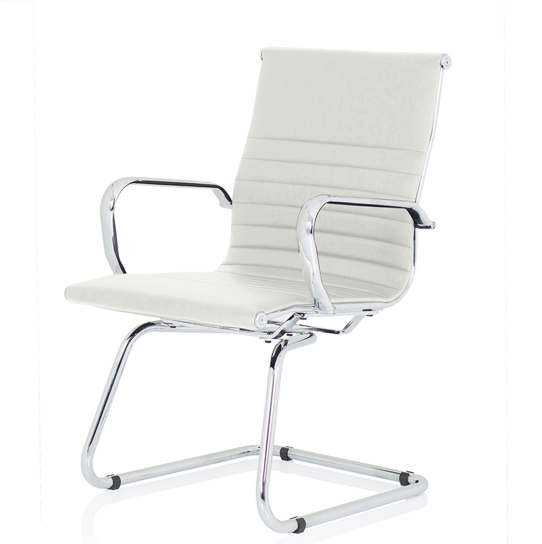 Nola Black Leather Cantilever Visitor Chair with Arms