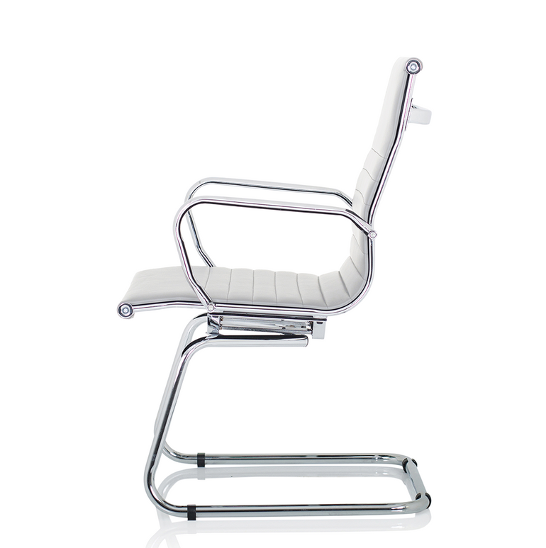 Nola Black Leather Cantilever Visitor Chair with Arms