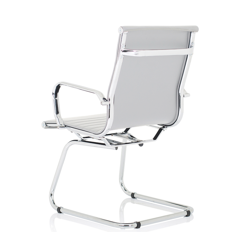 Nola Black Leather Cantilever Visitor Chair with Arms