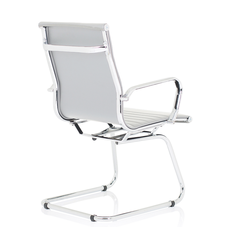 Nola Black Leather Cantilever Visitor Chair with Arms