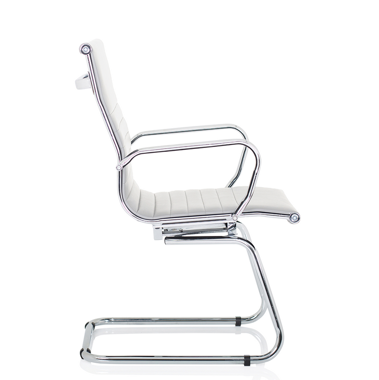 Nola Black Leather Cantilever Visitor Chair with Arms