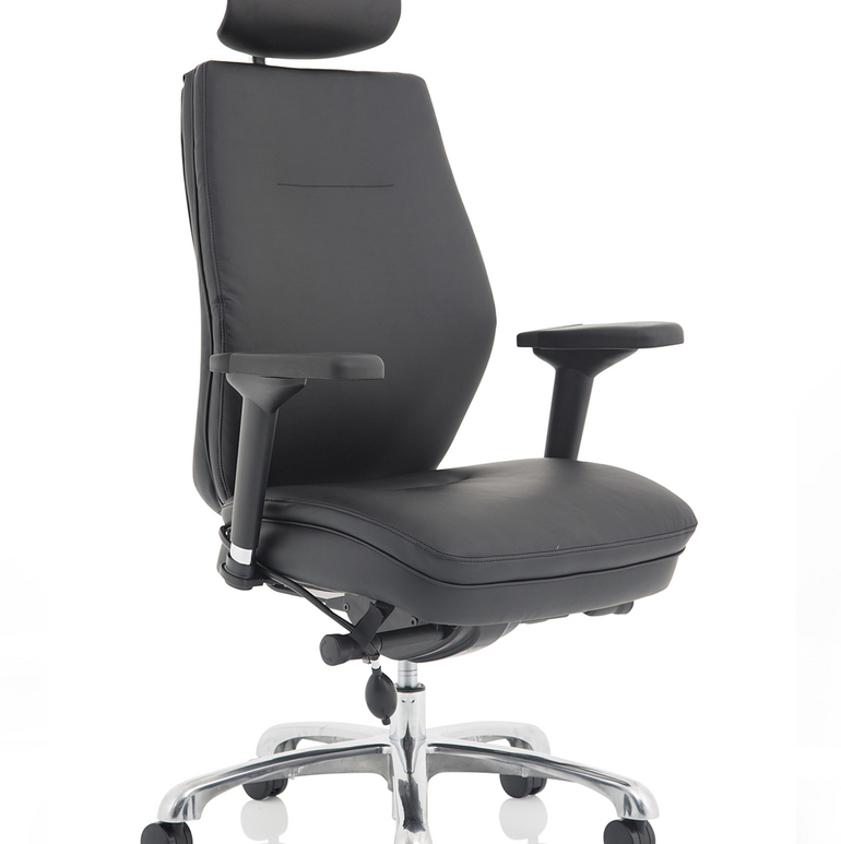 Domino High Back Black Ergonomic Posture Chair with Arms and Headrest